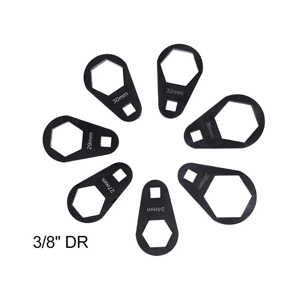 3/8" Dr  24-38mm 7pc Crowfoot Socket Kit Oil Filter Low Profile Wrench Set