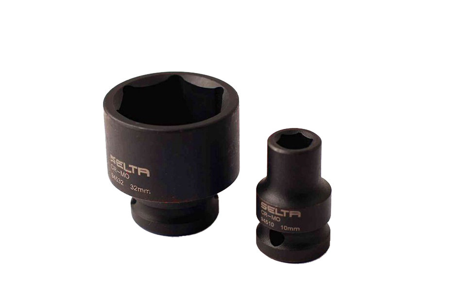 Selta Taiwan 7pc 1/2" Dr 6pt Cr-Mo Regular Air Impact Socket Set:10, 13, 17, 19, 22, 24, 27mm