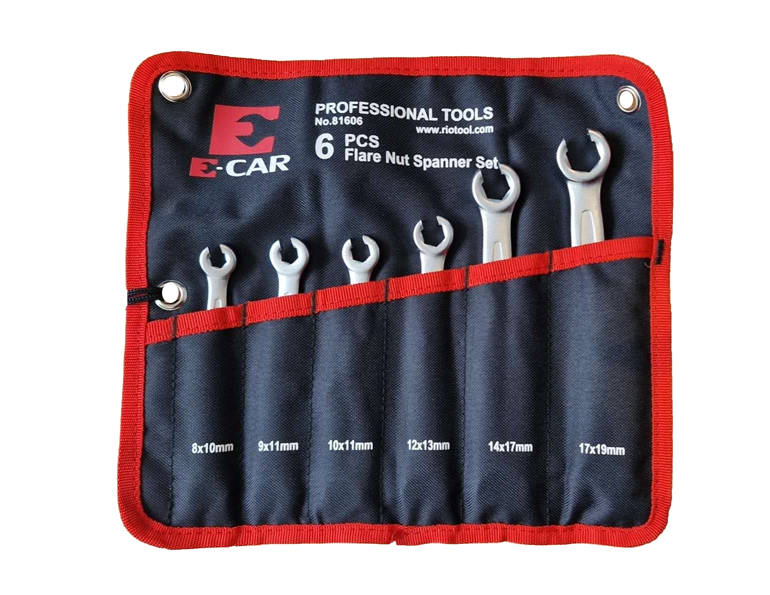 E-CAR Taiwan 6pc Double End Flare Nut Spanner Wrench Set Brake Fuel Line 8-19mm