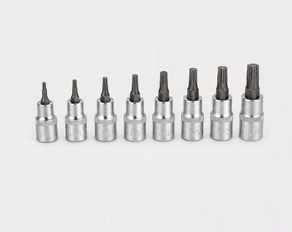 Selta Taiwan 1/4" Dr. 14pc H3-H8 Hex  Allen & T8-T45 Torx Star Socket Bits Set