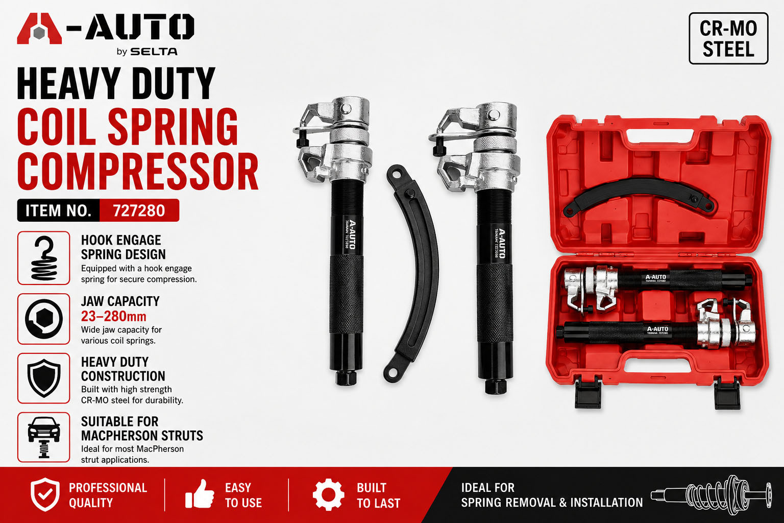 A-AUTO Taiwan Heavy Duty Coil Spring Compressor with Safety Bracket