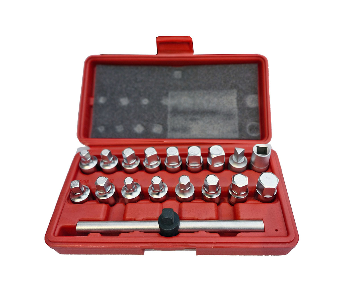 Selta Taiwan 18pc 3/8" Drive Oil Drain Plug Key Set: Hex Square Triangle