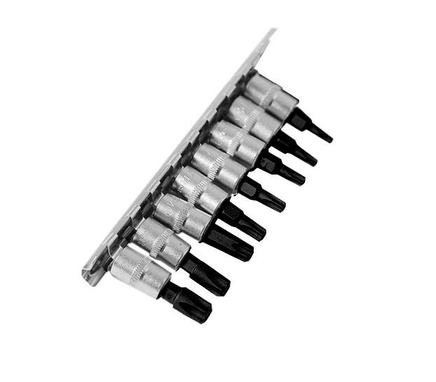 Selta Taiwan S2 Steel 8pc 1/4" Dr. Torx Star Socket Bits:T8, T10, T15, T20, T25, T27, T30, T40