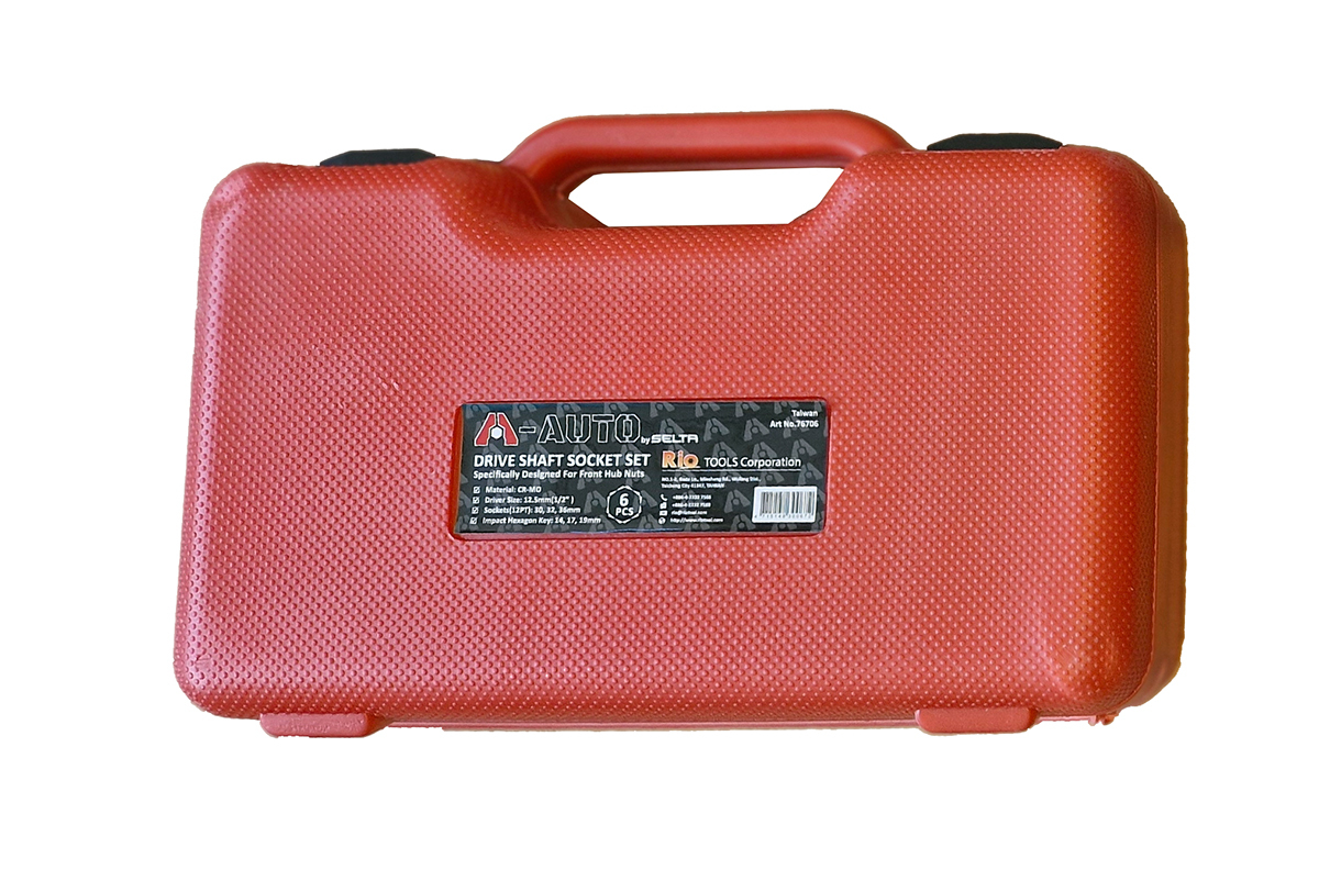 A-AUTO Taiwan 1/2" Dr. Bi-Hex 12PT 85mmL Deep Impact Socket & Hex Bits 6pc Set Hub Nut Remover