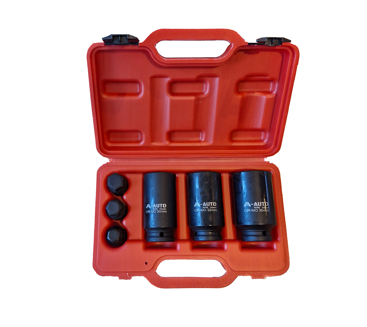 A-AUTO Taiwan 1/2" Dr. Bi-Hex 12PT 85mmL Deep Impact Socket & Hex Bits 6pc Set Hub Nut Remover