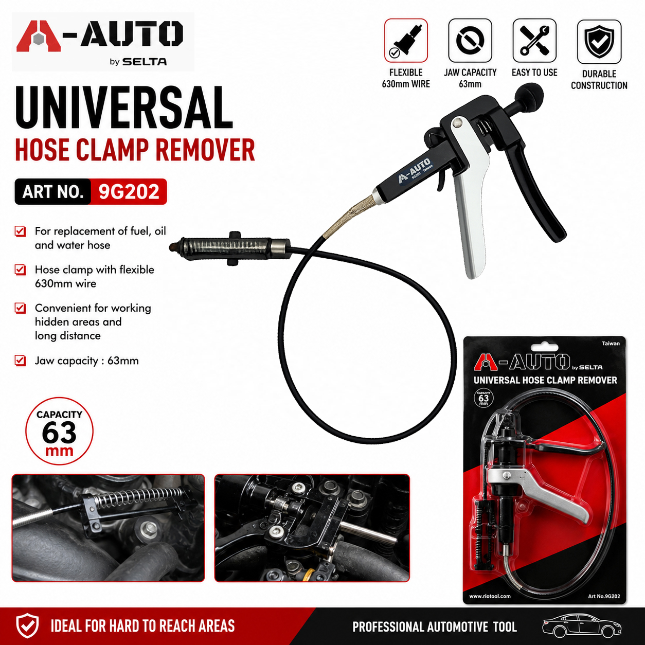 A-AUTO Taiwan Universal Hose Clamp Remover 630mmL Flexible Cable Hose Clip Pliers