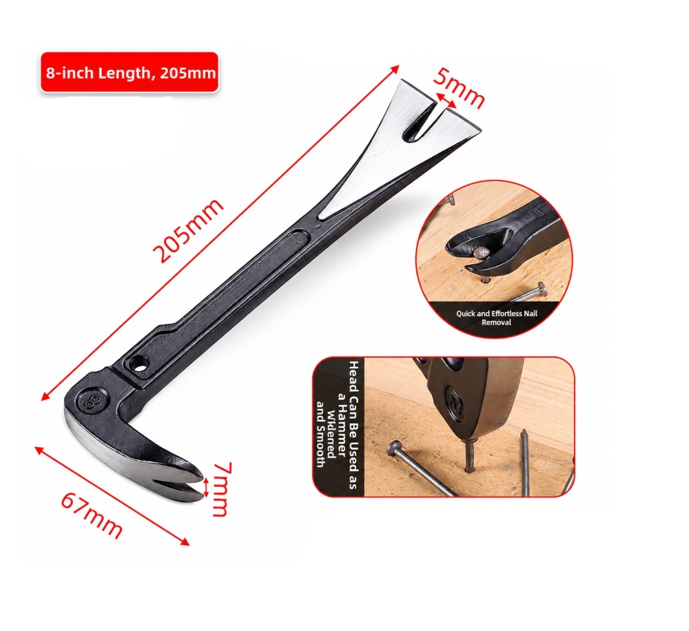 Dual Head Pry Bar Nail Puller Demolition Wrecking Bar Hammer 8"/10"/12"