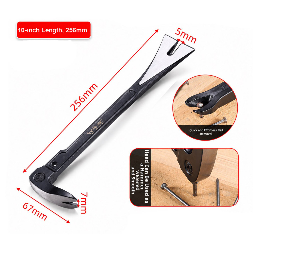 Dual Head Pry Bar Nail Puller Demolition Wrecking Bar Hammer 8"/10"/12"