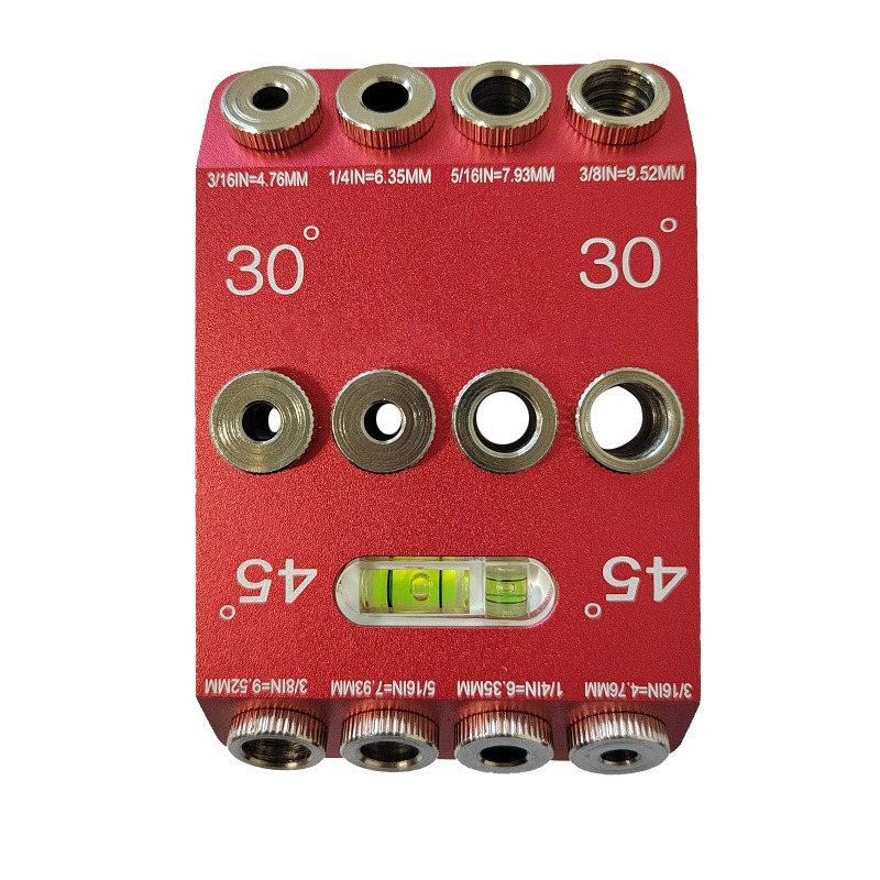 30° 45° 90° Drill Guide Jig Aluminum Angle Drill Guide w Level 4 Sizes Woodworking