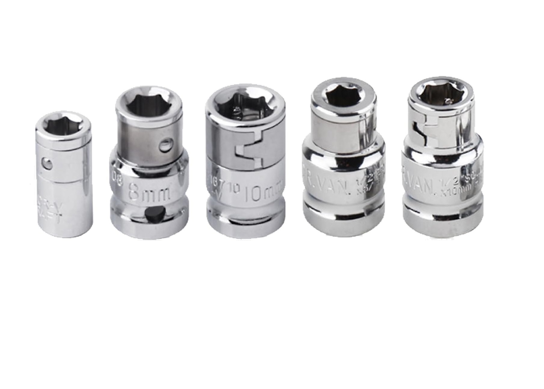 Bit Socket Adapter Coupler 1/4" 3/8" 1/2" dr. to 6.3-8-10-14mm Hex Bits Holder Individual