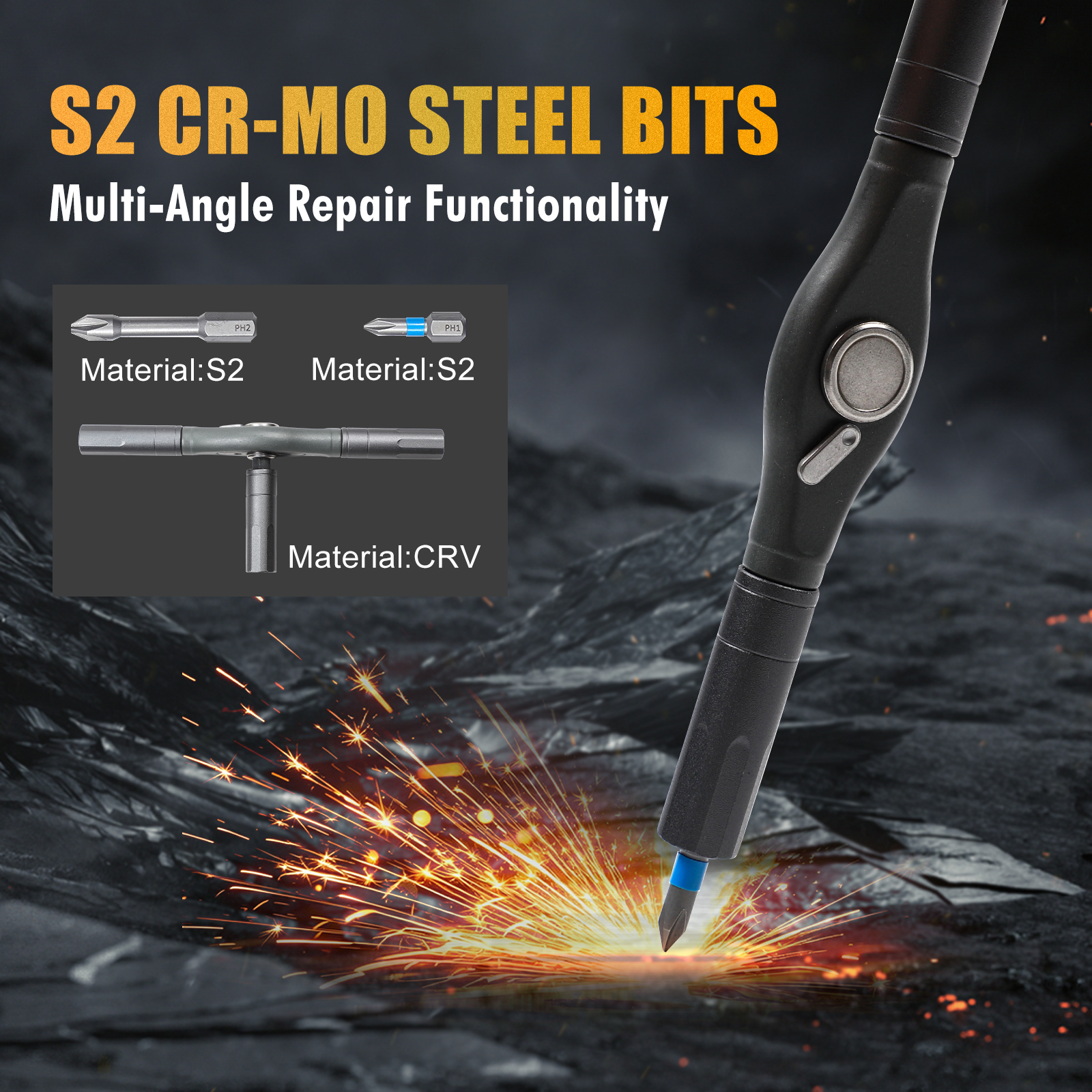 X-Steel 42pc S2 Cr-Mo Steel Magnetic Screwdriver 42-in-1 58T Ratchet Repair Tool