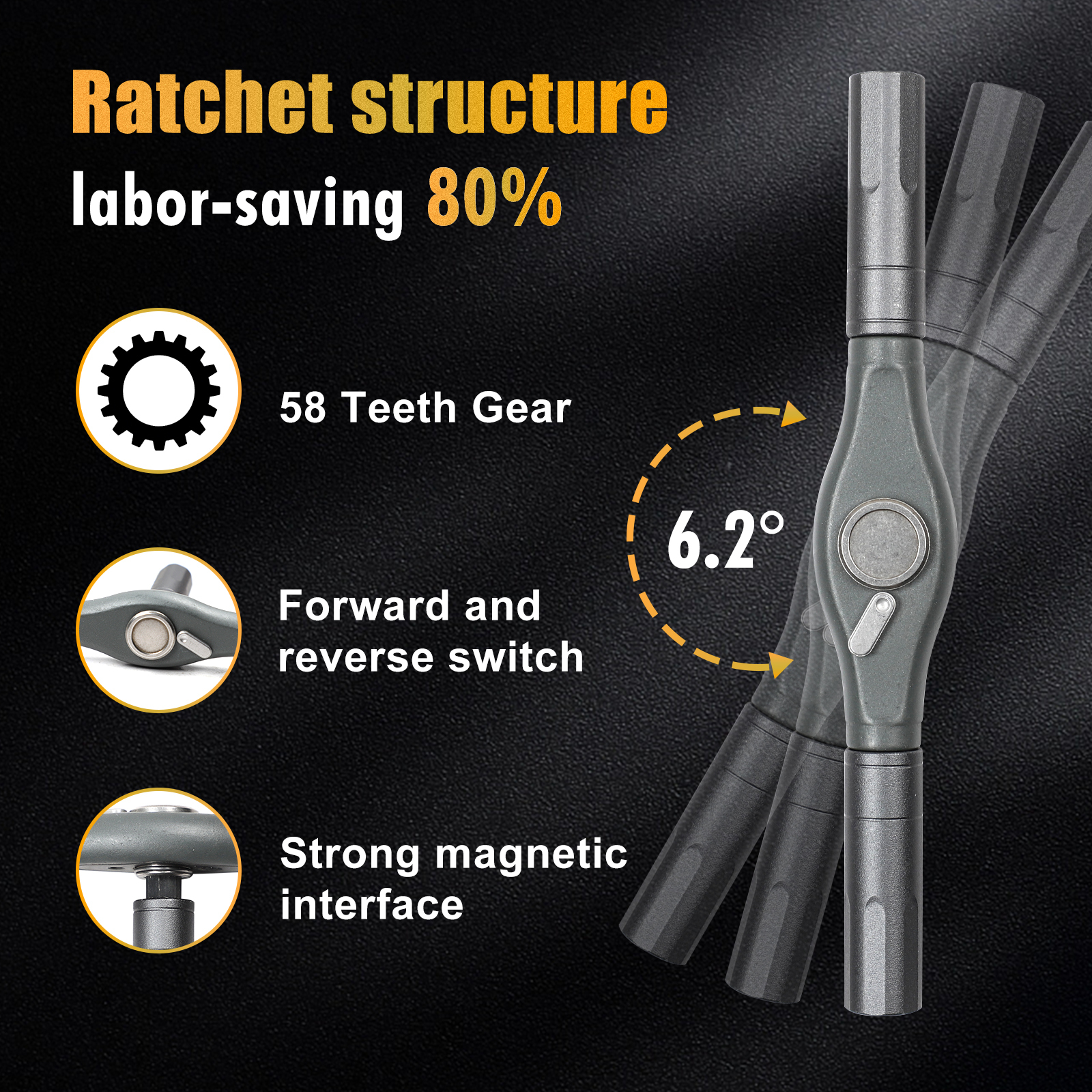 X-Steel 42pc S2 Cr-Mo Steel Magnetic Screwdriver 42-in-1 58T Ratchet Repair Tool