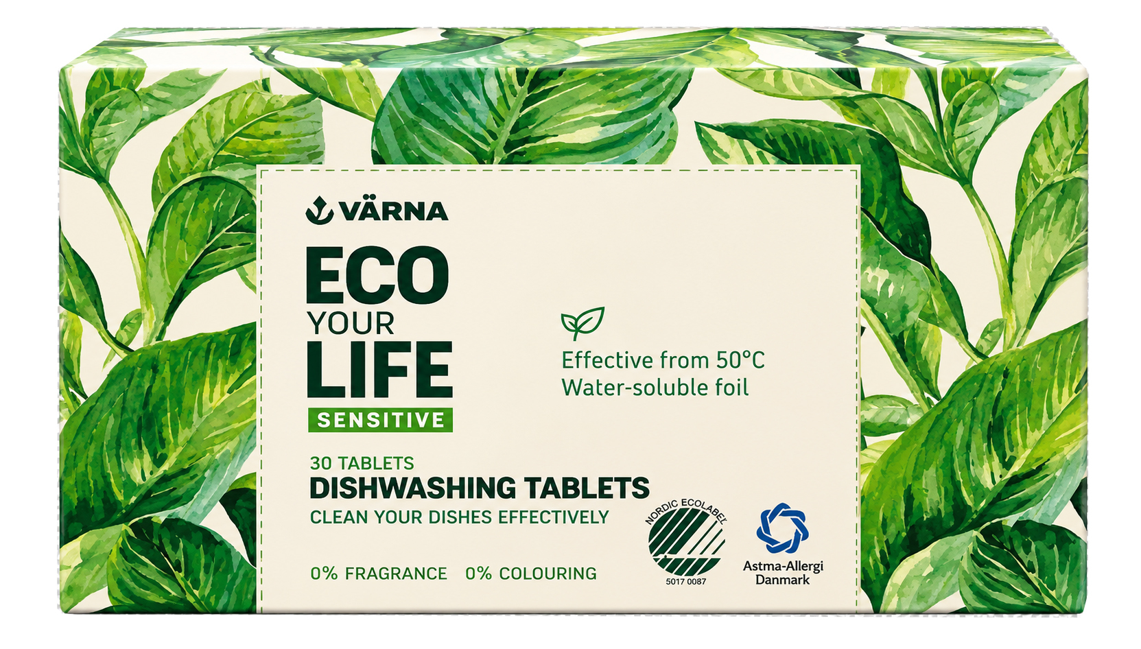 VÄRNA Eco Your Life Sensitive Dish Soap 500mL Bottle +  Dishwasher 30 Tablets