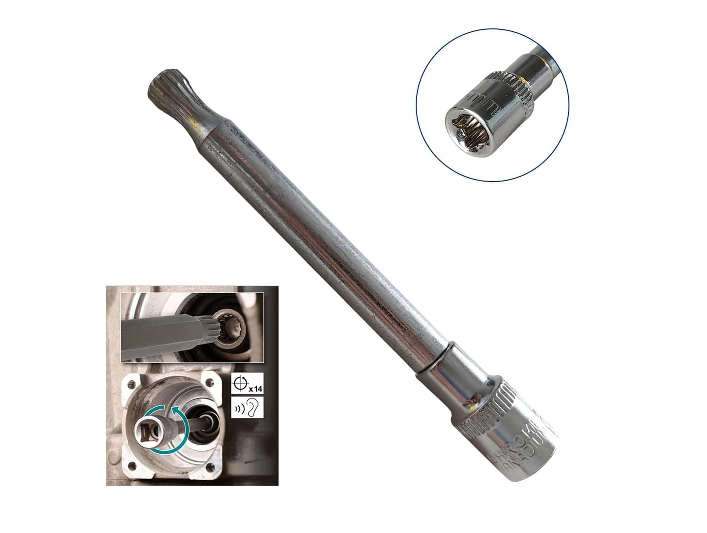 Ford DPS6 6DCT250 Dual Clutch Socket Tool 14 Tooth 1/4" Drive 80mm Long