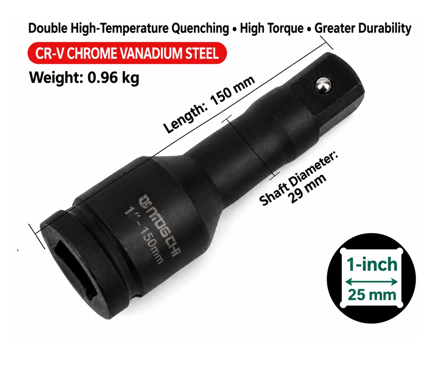 1" Dr. Cr-Mo Socket Extension Bar Adapter for Heavy Vehicle Truck