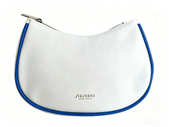 White with blue trim