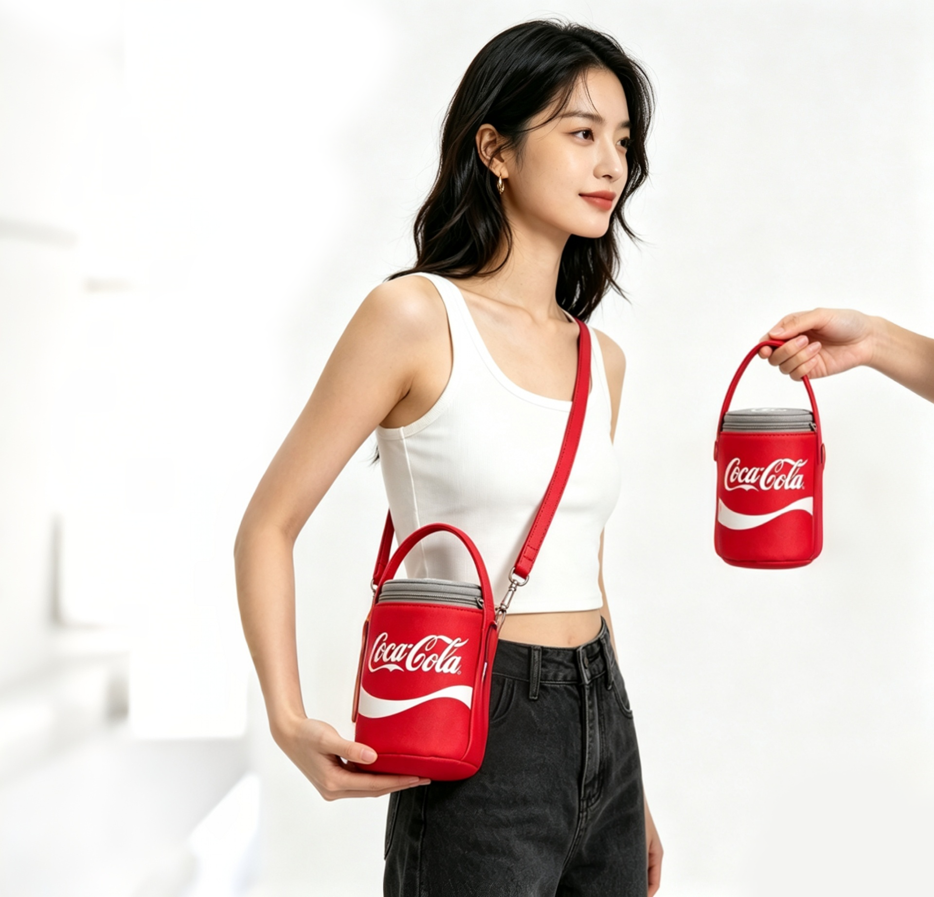 Coca-Cola Co-branded Cylindrical Bag,VSHOW,Coca-Cola Co-branded Cylindrical Bag