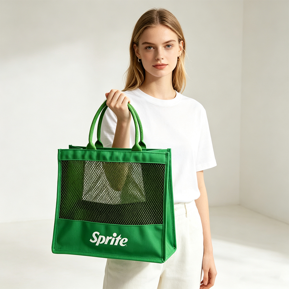 Canvas + mesh shopping bag,VSHOW,Canvas + mesh shopping bag