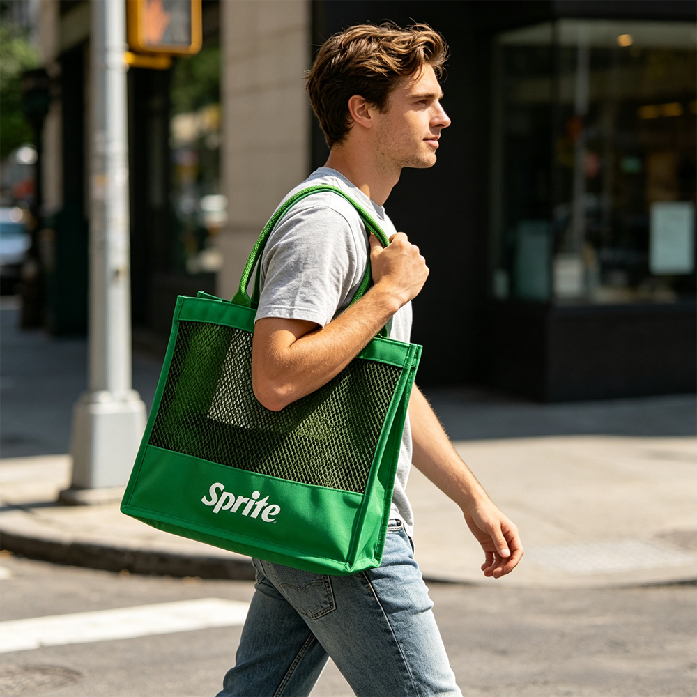Canvas + mesh shopping bag,VSHOW,Canvas + mesh shopping bag
