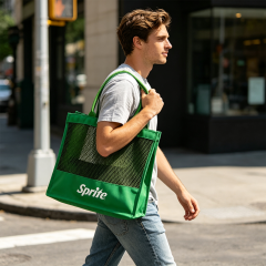 Canvas + mesh shopping bag,VSHOW,Canvas + mesh shopping bag