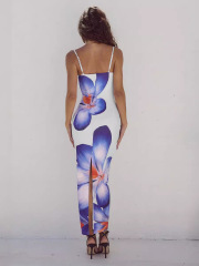 Sexy floral-print slim-fit maxi dress with spaghetti straps, Cailan (Chongqing) International Trading Co., Ltd,Sexy floral-print slim-fit maxi dress with spaghetti straps