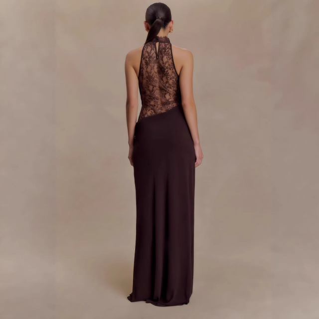 Sexy Western-style halter-neck lace-panel bodycon dress—a sultry evening piece., Cailan (Chongqing) International Trading Co., Ltd,Sexy Western-style halter-neck lace-panel bodycon dress—a sultry evening piece.