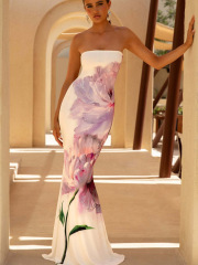 New Western-style summer vacation dress: sophisticated, sexy, and elegant strapless design., Cailan (Chongqing) International Trading Co., Ltd,New Western-style summer vacation dress: sophisticated, sexy, and elegant strapless design.