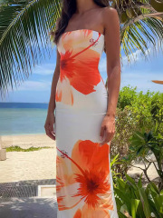 New Western-style, chic, and sexy form-fitting strapless maxi dress—perfect for vacation., Cailan (Chongqing) International Trading Co., Ltd,New Western-style, chic, and sexy form-fitting strapless maxi dress—perfect for vacation.