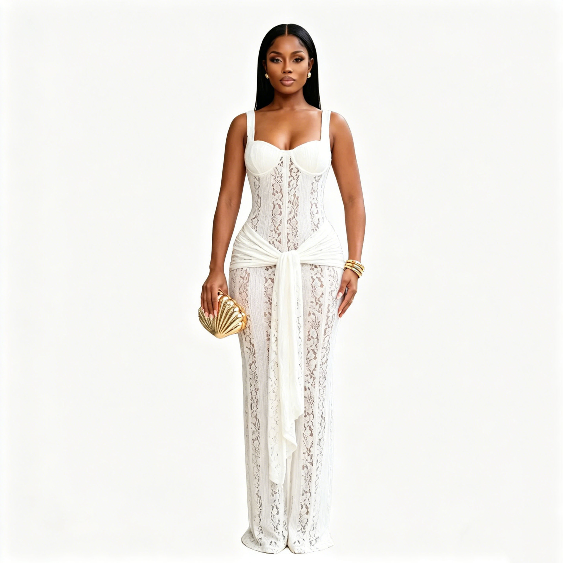 Women's French-style lace cut-out camisole-style bodycon dress (strapless/tube top design), Cailan (Chongqing) International Trading Co., Ltd,Women's French-style lace cut-out camisole-style bodycon dress (strapless/tube top design)