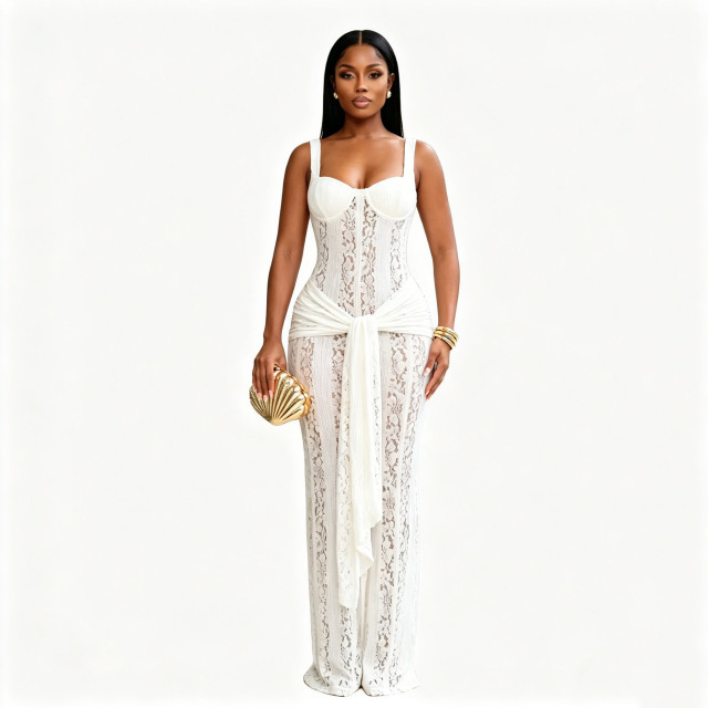 Women's French-style lace cut-out camisole-style bodycon dress (strapless/tube top design), Cailan (Chongqing) International Trading Co., Ltd,Women's French-style lace cut-out camisole-style bodycon dress (strapless/tube top design)