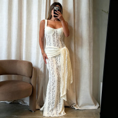 Women's French-style lace cut-out camisole-style bodycon dress (strapless/tube top design), Cailan (Chongqing) International Trading Co., Ltd,Women's French-style lace cut-out camisole-style bodycon dress (strapless/tube top design)