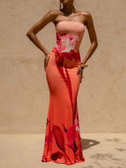 New Western-style summer vacation dress: sophisticated, sexy, and elegant strapless design., Cailan (Chongqing) International Trading Co., Ltd,New Western-style summer vacation dress: sophisticated, sexy, and elegant strapless design.