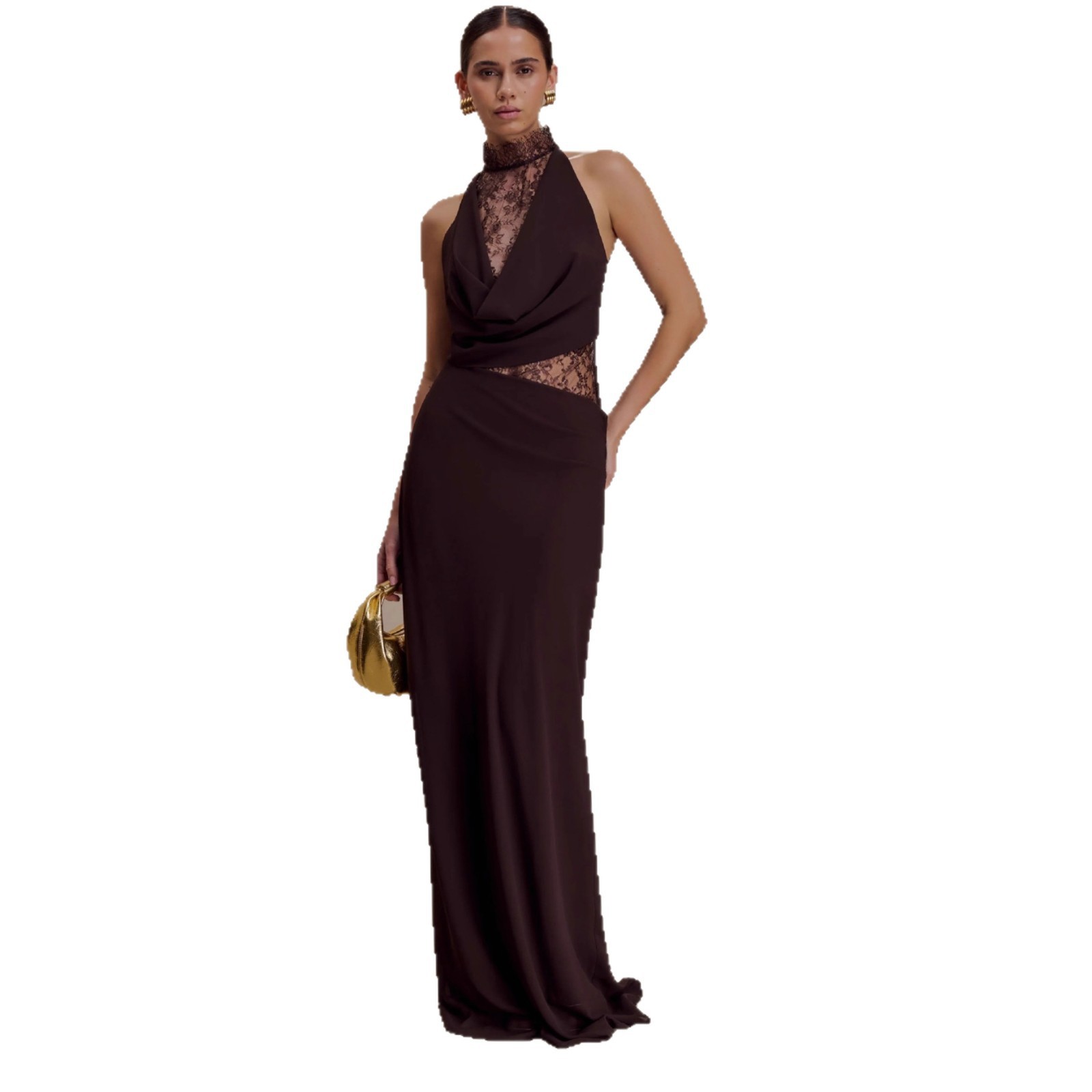 Sexy Western-style halter-neck lace-panel bodycon dress—a sultry evening piece., Cailan (Chongqing) International Trading Co., Ltd,Sexy Western-style halter-neck lace-panel bodycon dress—a sultry evening piece.
