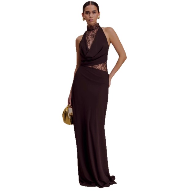Sexy Western-style halter-neck lace-panel bodycon dress—a sultry evening piece., Cailan (Chongqing) International Trading Co., Ltd,Sexy Western-style halter-neck lace-panel bodycon dress—a sultry evening piece.