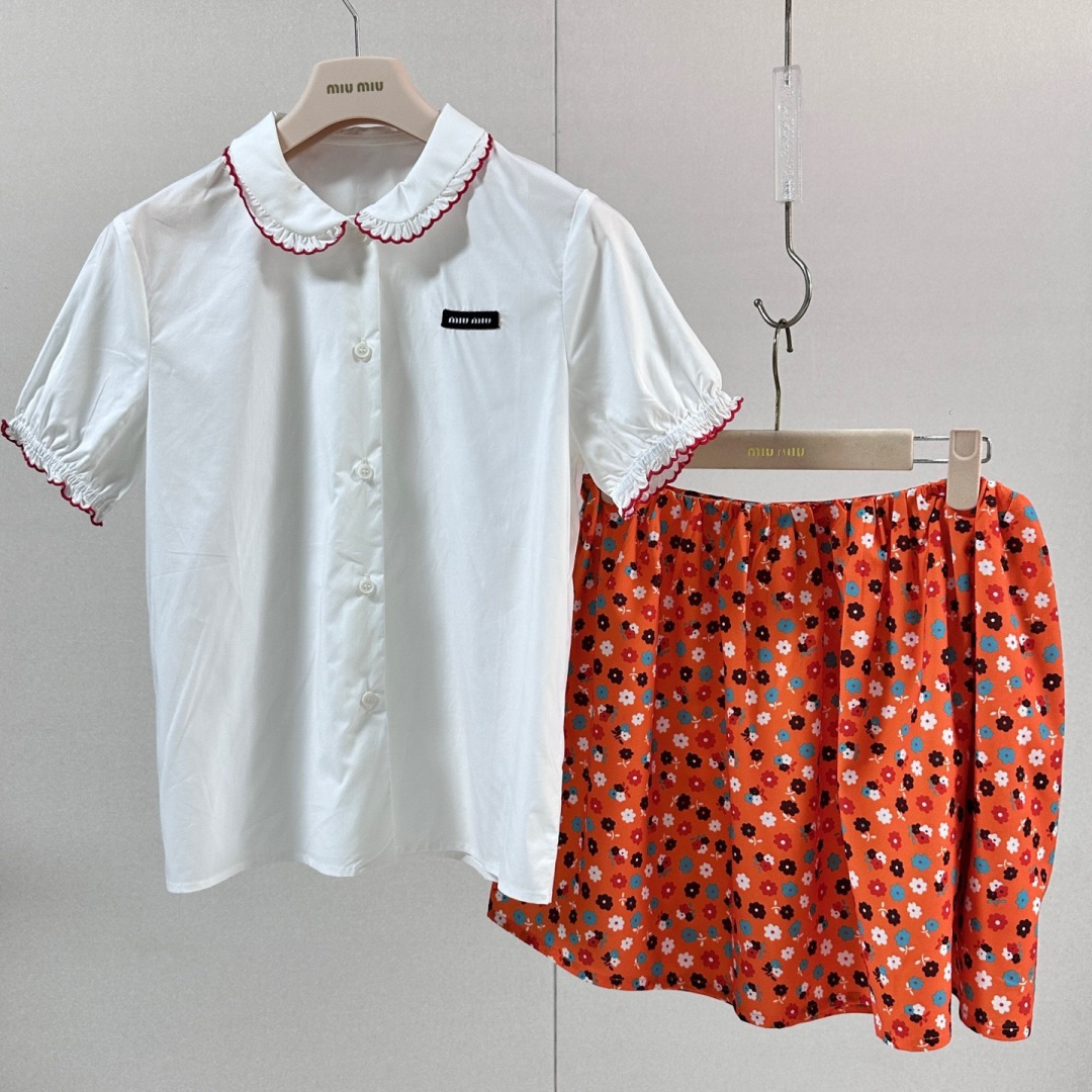 Doll‑collar White Blouse & Midi Skirt Two‑Piece Set, Cailan (Chongqing) International Trading Co., Ltd,Doll‑collar White Blouse & Midi Skirt Two‑Piece Set