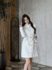 Stand‑collar tweed belt dress, Cailan (Chongqing) International Trading Co., Ltd,Stand‑collar tweed belt dress