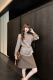 Vintage print belt long‑sleeve top