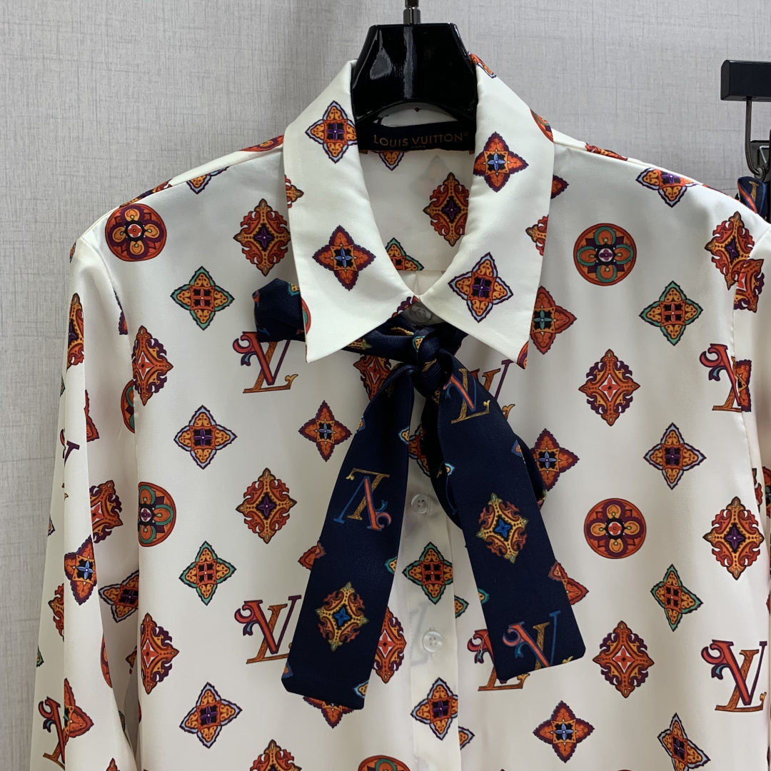 Classic monogram print midi dress with scarf belt, Cailan (Chongqing) International Trading Co., Ltd,Classic monogram print midi dress with scarf belt