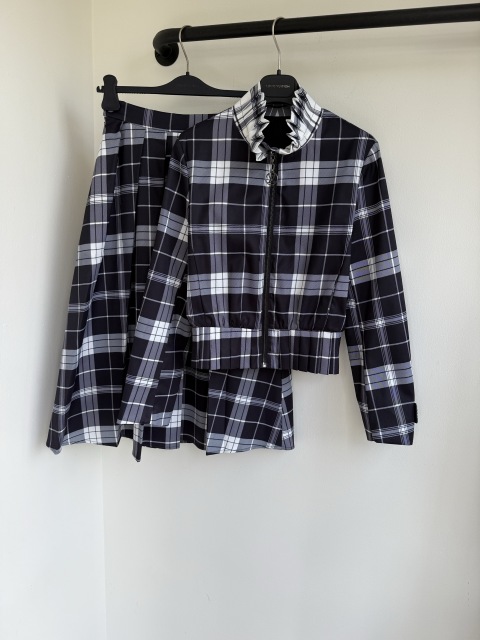French Plaid Contrast Zip Jacket & Skirt Set, Cailan (Chongqing) International Trading Co., Ltd,French Plaid Contrast Zip Jacket & Skirt Set
