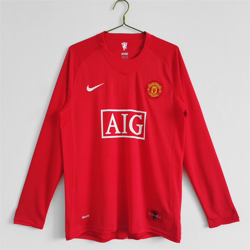 【Retro shirt Long sleeves】2007/08 M-U Champions League version Home Jersey