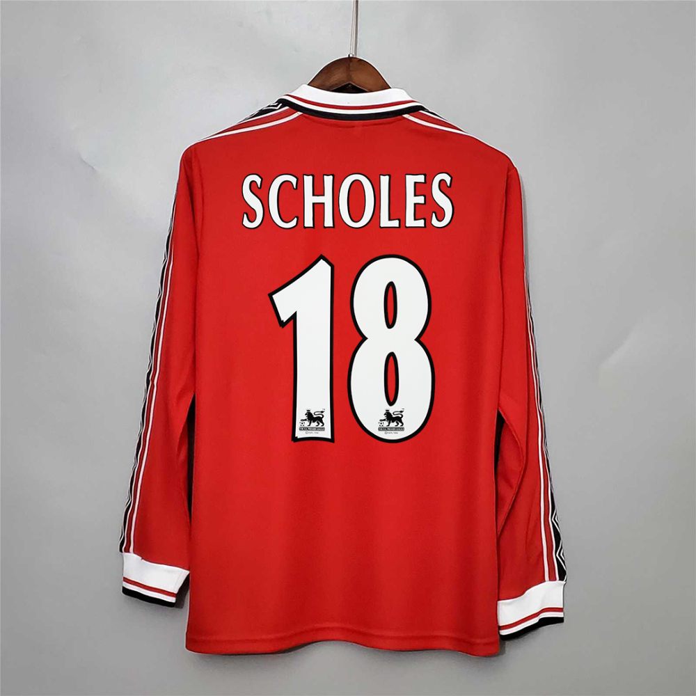 1998-1999 Manchester United Home Retro Jersey Long Sleeve