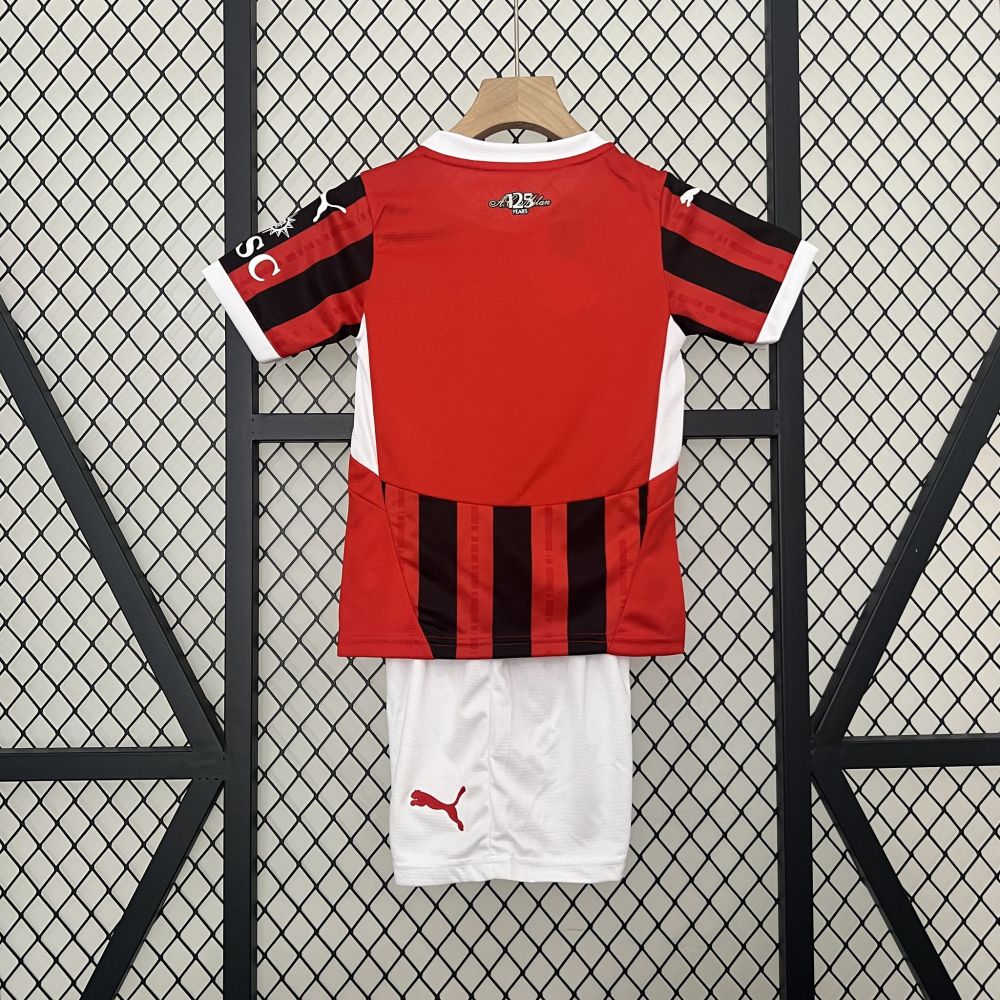 24-25 AC Milan Home Soccer Kids Kit Jersey+Shorts