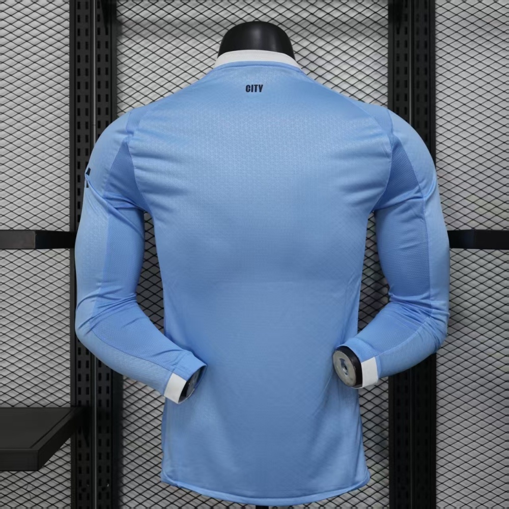 25-26 Manchester City Home Soccer Jersey Player Version Long Sleeve