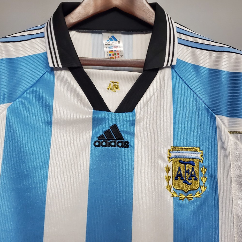 1998 Argentina World Cup Soccer Home Retro Jersey