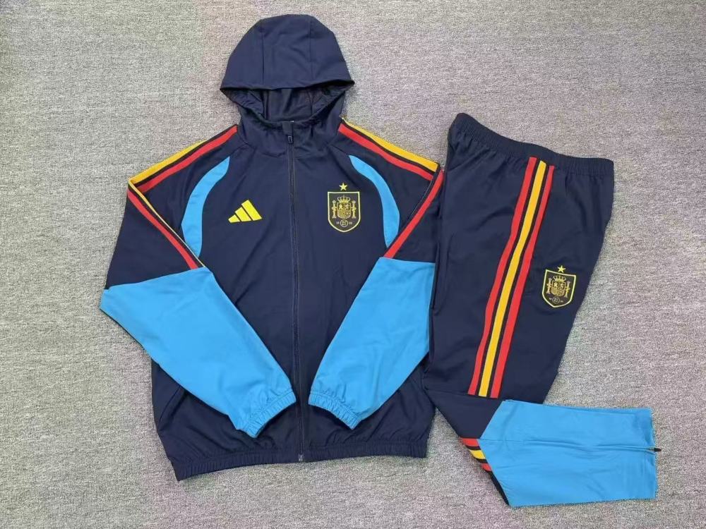 2026 Spain Windbreaker Hoodie Kit(Jacket+Pants) Navy