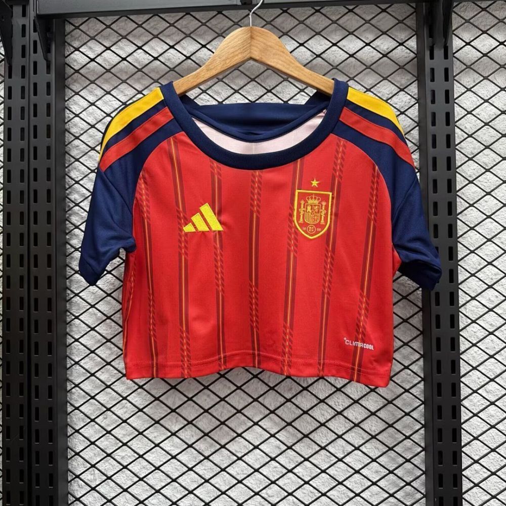 2026 Spain Home World Cup Soccer Women Crop Top Jersey