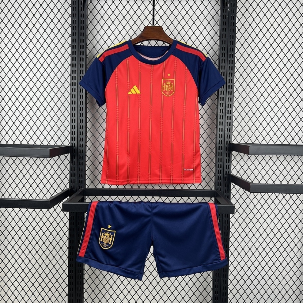 2026 Spain Home World Cup Soccer Kids Kit Jersey+Shorts