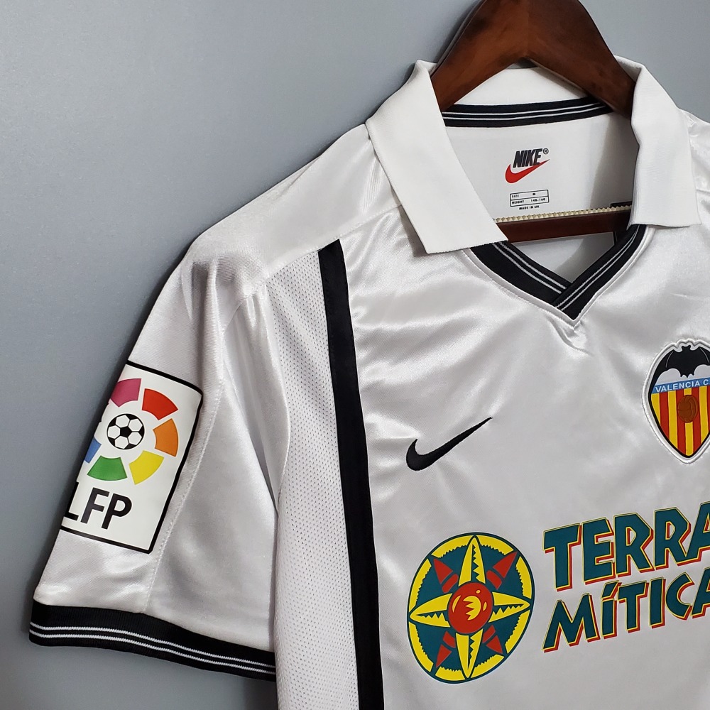 00-01 Valencia  Home Retro Football Jersey