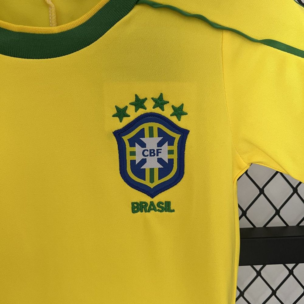 1998 Brazil World Cup Home Retro Jersey Kids Kit +Shorts