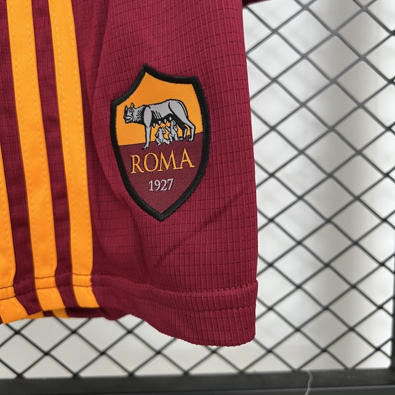 25-26 AS Roma Home Soccer Kids Kit Jersey+Shorts